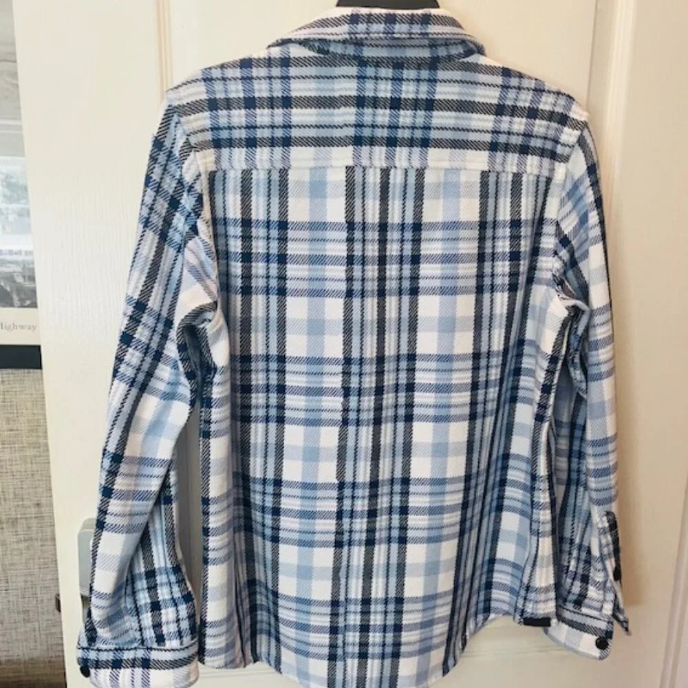 Outerknown Blanket Shirt Womens XS/S Bright Blue Ventana Plaid Heavy Cotton - Picture 2 of 4